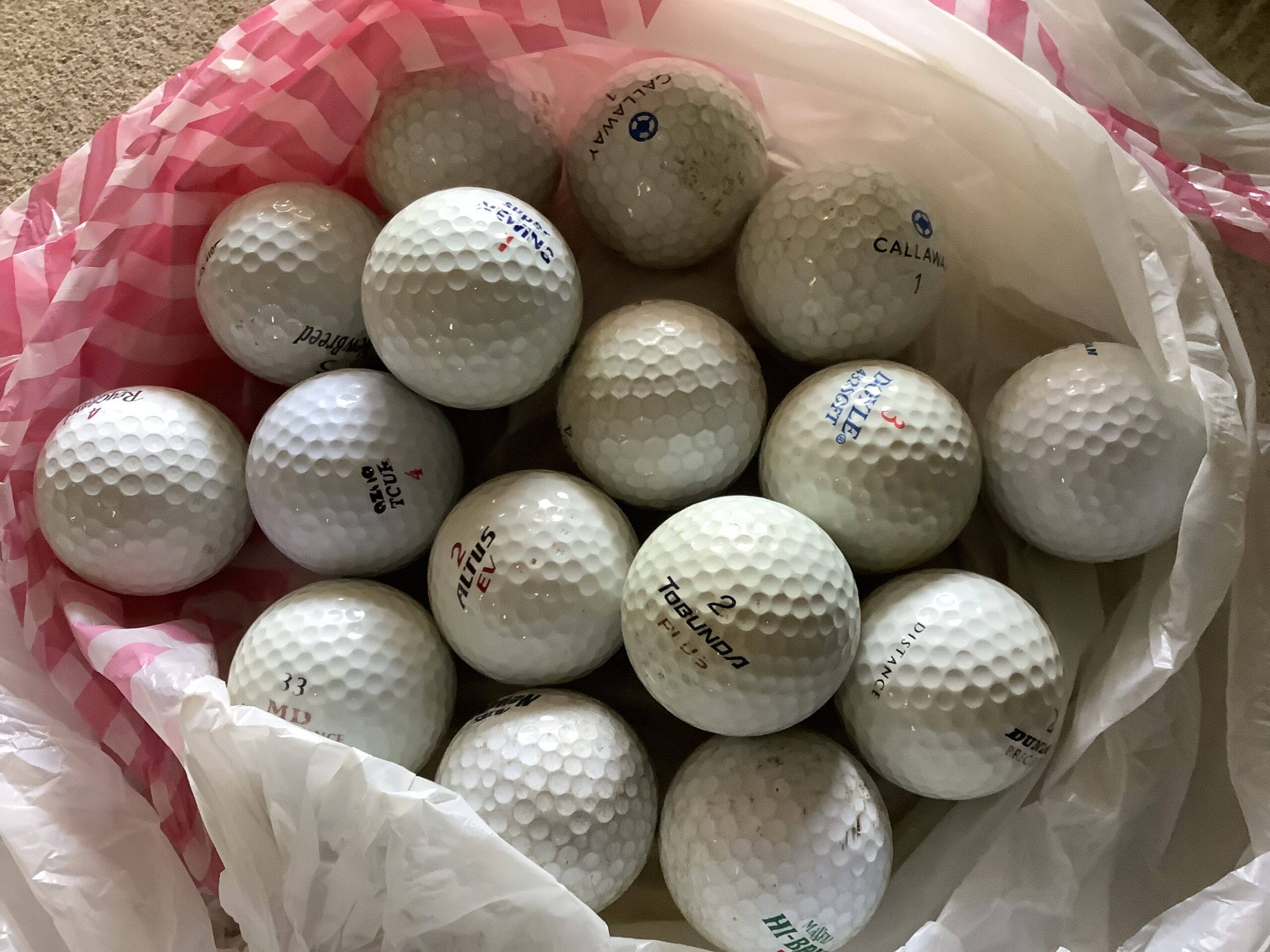 福山市草戸町で回収したゴルフボール